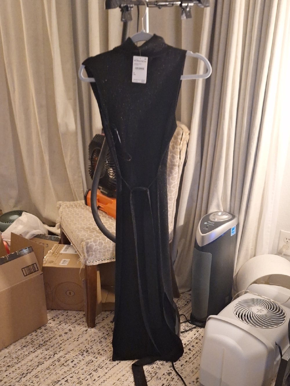 PAIGE Black Backless Sleeveless High-Neck Evening Gown